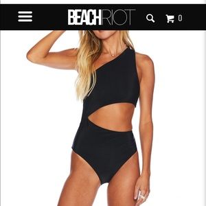 Beach riot black ribbed one piece